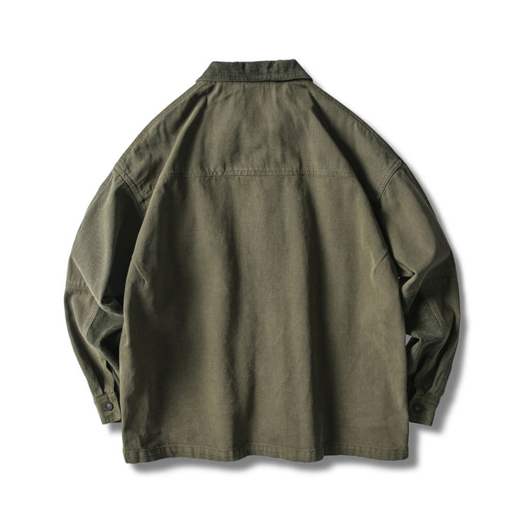 Herren Locker geschnittene Feldjacke im Workwear-Stil mit aufgesetzten Pattentaschen und Cordkragen Drune