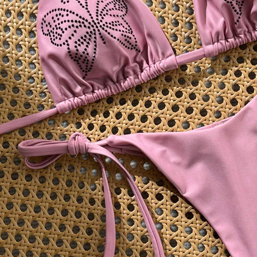 Damen Triangel-Bikini mit raffinierten Lochmuster-Details Drune