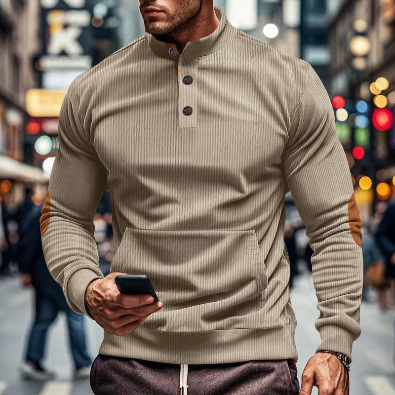 Herren stilvolles Langarm Kapuzenshirt mit modernem Strukturdesign und eleganten Akzenten Drune