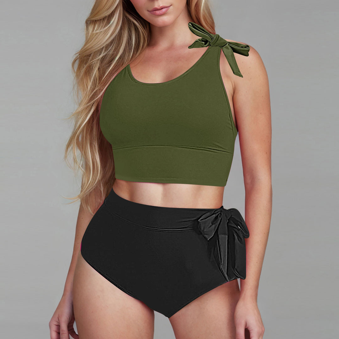 Damen Hochtailliertes Bikini-Set mit verspielten Schleifen Drune