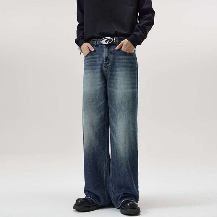 Herren Weite Vintage-Denim-Jeans mit ausgeprägtem Fade und geradem Bein Drune
