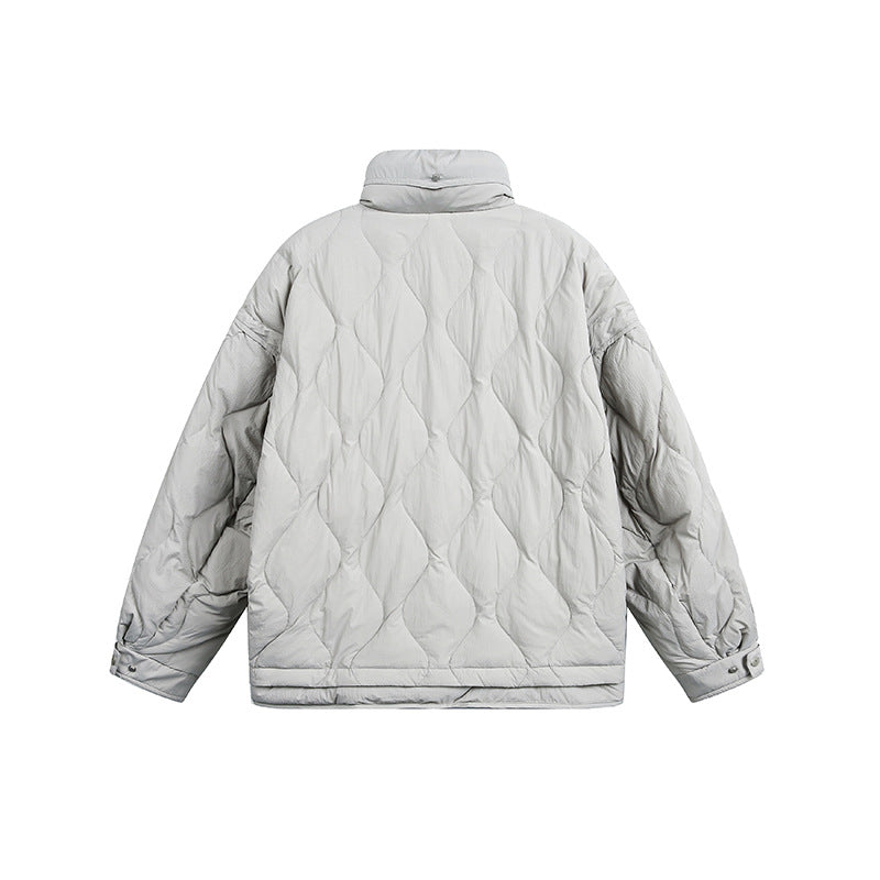 Damen Oversize gesteppte Jacke mit Stehkragen, Wellensteppung und Tunnelzug Drune