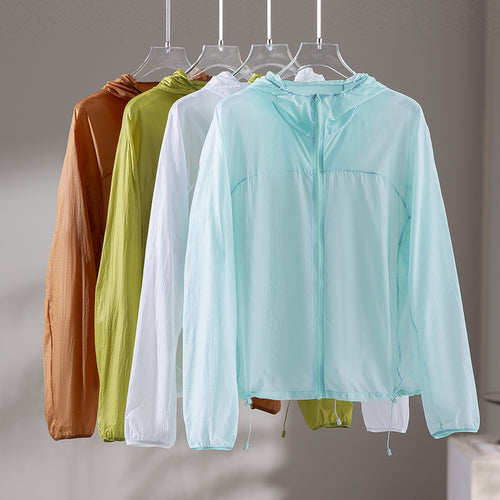Damen Ultraleichte Packbare Schutzjacke mit Kapuze und verstellbarem Saum Drune