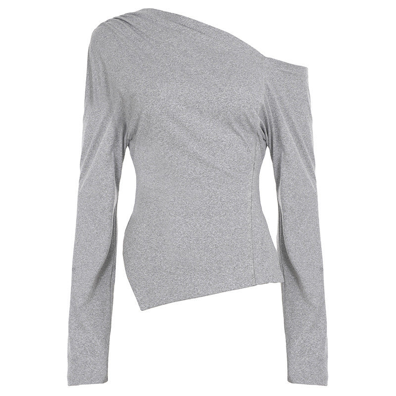 Damen Asymmetrisches Ein-Schulter-Longsleeve aus Stretch-Jersey mit taillierter Silhouette Drune