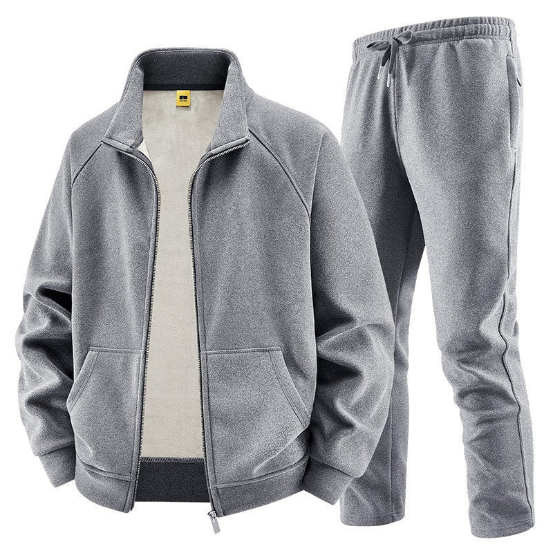 Herren Fleece-Trainingsset mit Stehkragen und Elastikbund Drune