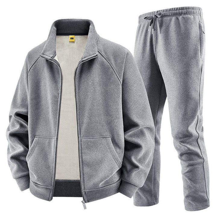Herren Fleece-Trainingsset mit Stehkragen und Elastikbund Drune