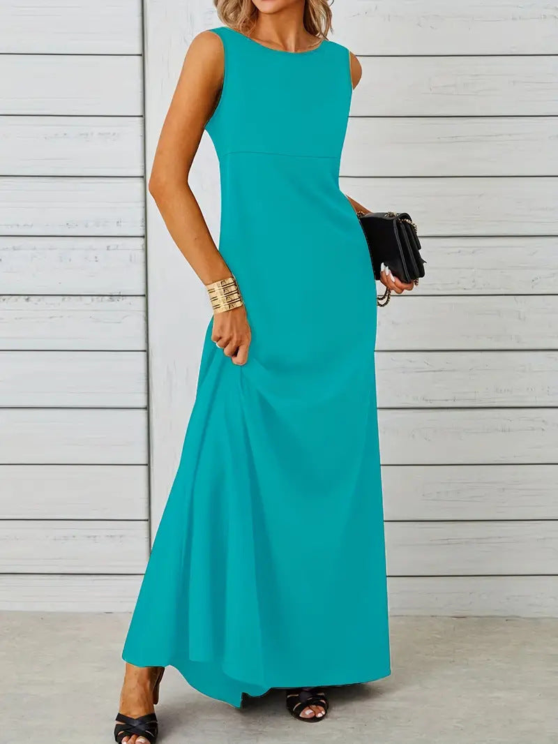Damen elegantes Maxikleid mit schwingendem Saum und klassischem Schnitt Drune