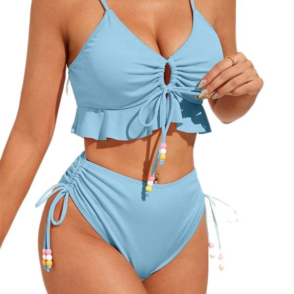 Damen Badeanzug mit Rüschendetails und verstellbaren Trägern Drune