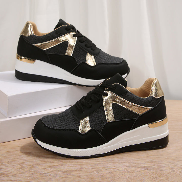 Damen sportlicher Keil-Sneaker mit gepolstertem Memory-Fußbett und eleganten Metallic-Akzenten Drune