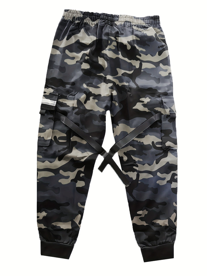 Herren Utility‑Cargo‑Jogginghose mit elastischem Bund, verstellbaren Beinriemen & Multifachtaschen Drune