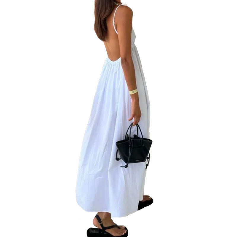 Damen Maxikleid mit tiefem Rücken und schwingendem Saum Drune