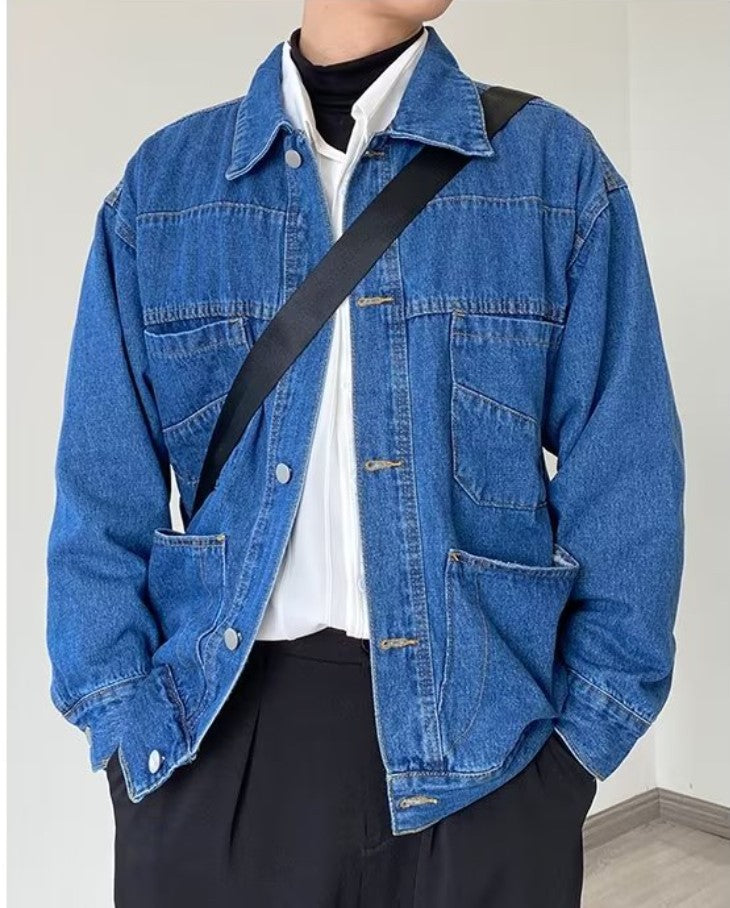 Herren Denim-Überjacke mit praktischen Taschen und klassischem Schnitt Drune