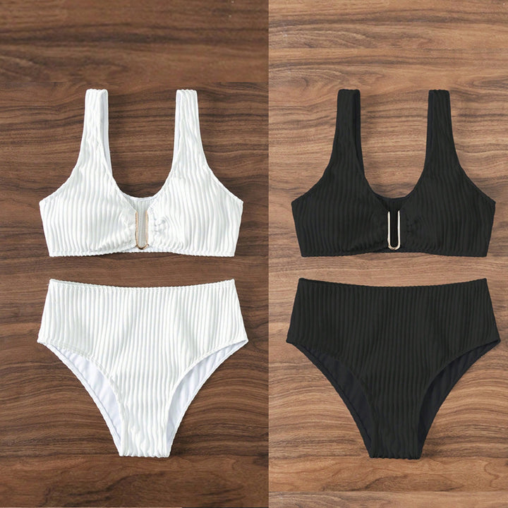 Damen Hochgeschnittener Bikini mit dekorativem Clip Drune