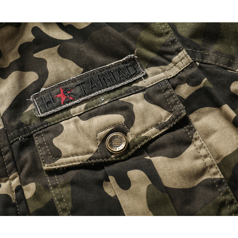 Herren Camouflage-Utility-Kapuzenjacke mit wärmendem Teddyfutter Drune