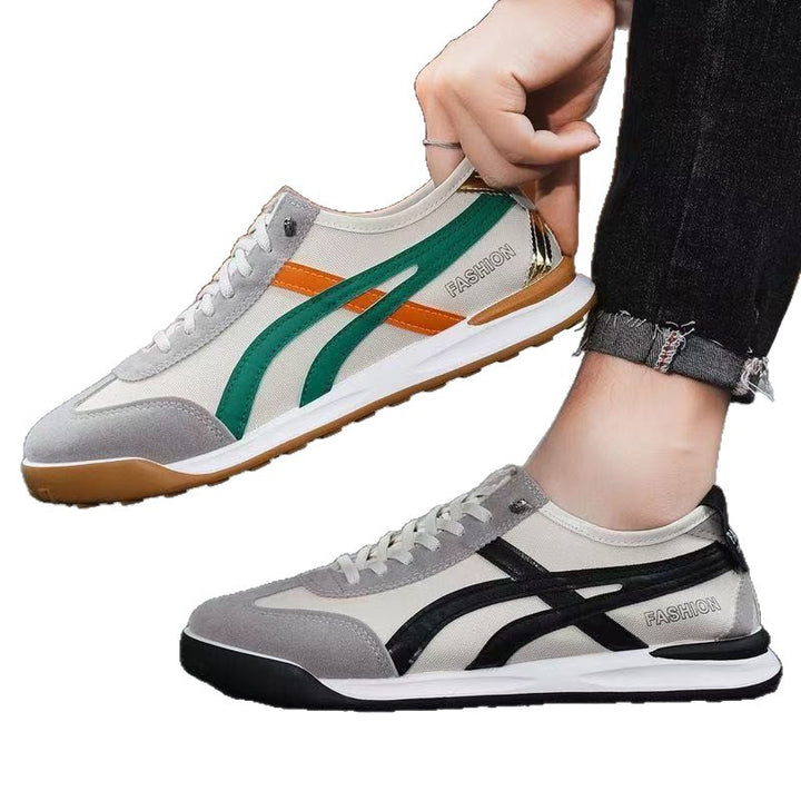 Herren Retro-leichte Low-Top Sneaker mit Canvas-Obermaterial und Wildleder-Overlays Drune