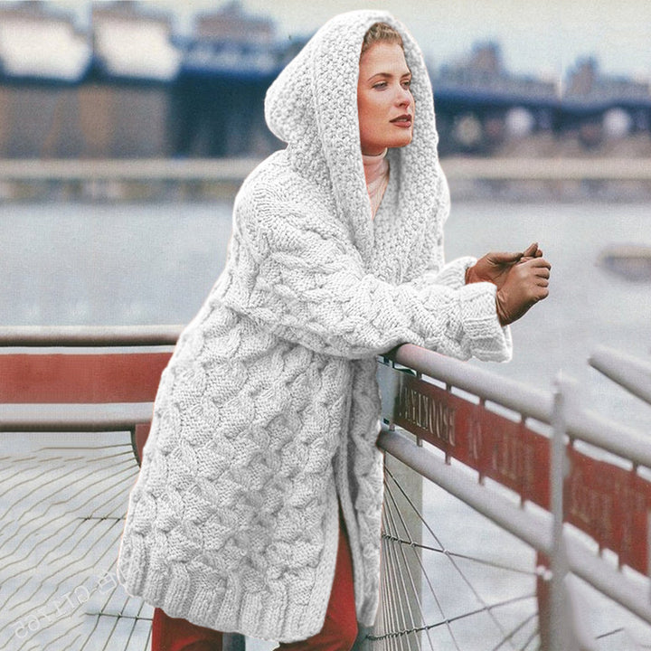 Damen Grobstrick-Cardigan mit Kapuze und strukturiertem Muster Drune