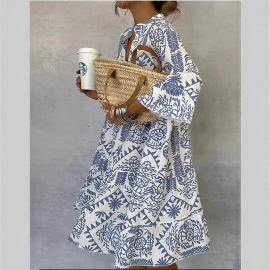 Damen Tunika-Kleid mit floralem Design und lockerer Passform Drune