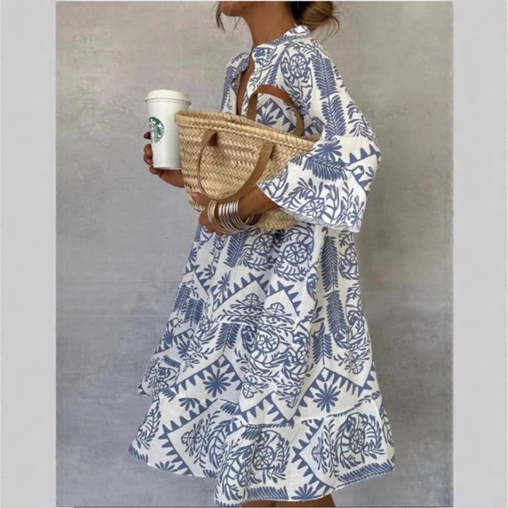 Damen Tunika-Kleid mit floralem Design und lockerer Passform Drune