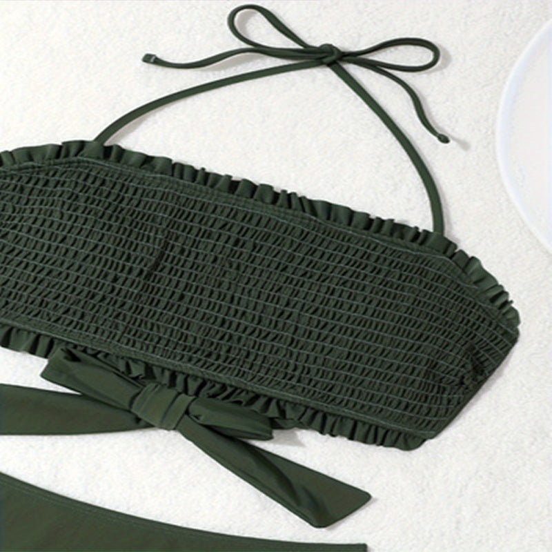 Damen Bandeau-Bikini mit Rüschen und Schleifendetail Drune