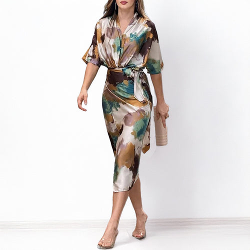 Damen Umstands-Kleid mit modischem Wickel-Design und elegantem Schnitt Drune