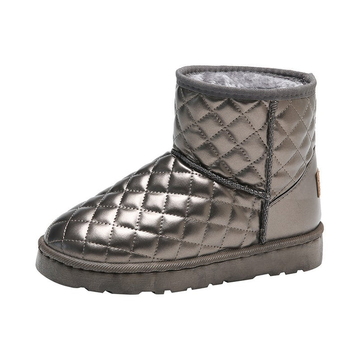 Damen Gestepptes Kurzstiefel-Boot mit Teddyfutter und rutschfester Profilsohle Drune
