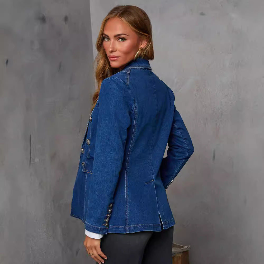 Damen Denim Blazer im eleganten Doppeltverschluss-Stil Drune