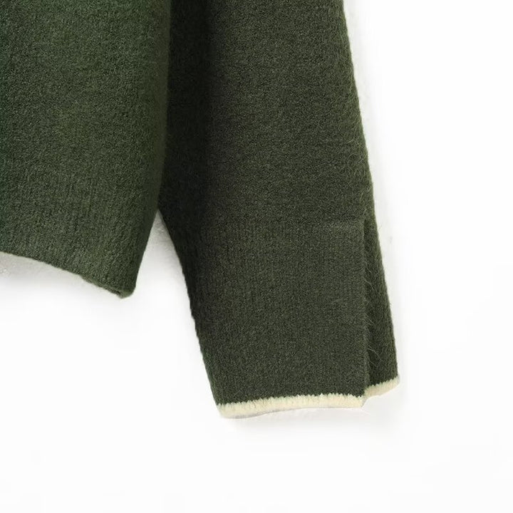 Damen Kurzer Boxy-Cardigan mit Rundhals und Kontrastpaspel Drune