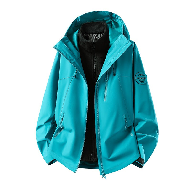 Herren Zweiteilige wasserdichte Outdoorjacke mit abnehmbarer Fleece‑Innenjacke und versiegelten Nähten Drune