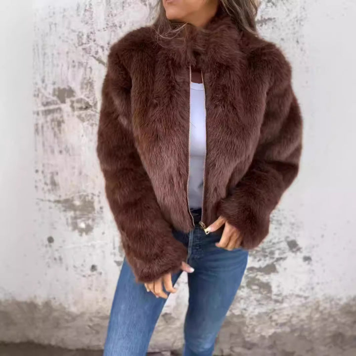 Damen Kuschelige Fleecejacke mit hohem Kragen Drune