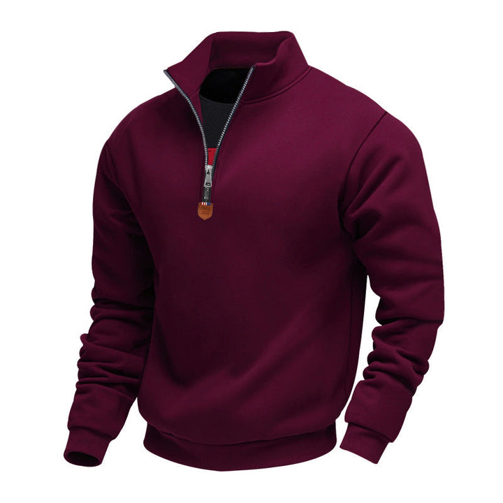 Herren sportlicher Pullover mit halbem Reißverschluss und modischem Stehkragen Drune
