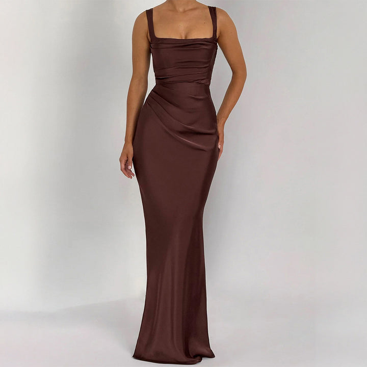 Damen Maxikleid mit elegantem Quadrat-Ausschnitt und figurformendem Design Drune
