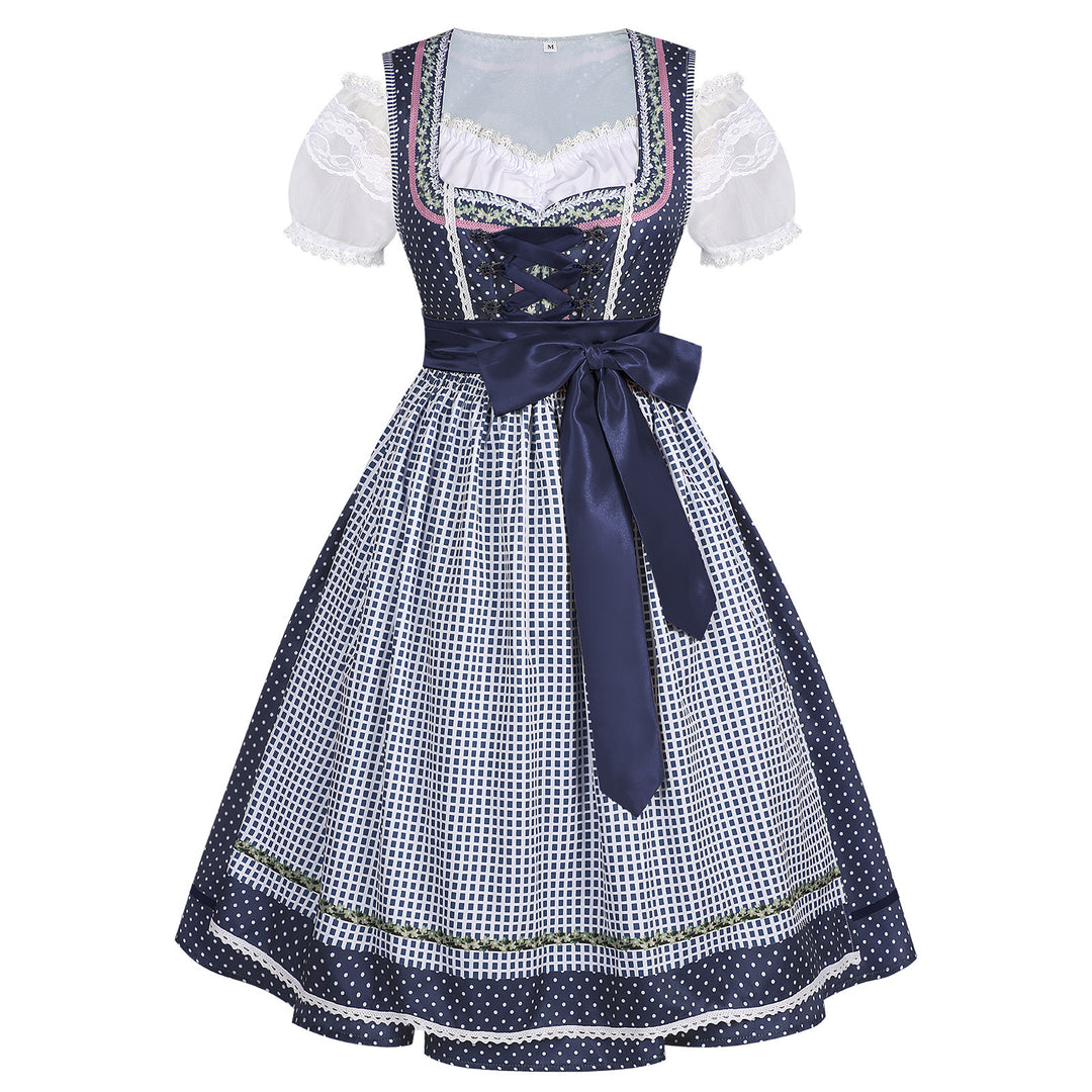 Damen nan traditionelles Trachten-Dirndl mit geschnürter Corsage, Spitzenärmeln und schwingendem Tellerrock Drune
