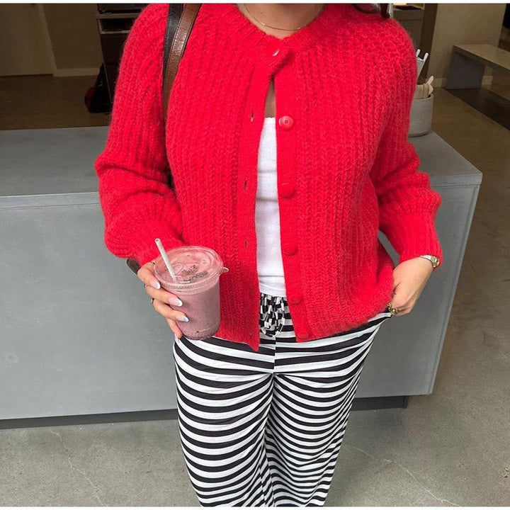 Damen Strickjacke mit klassischer Knopfleiste und Raglanärmeln Drune