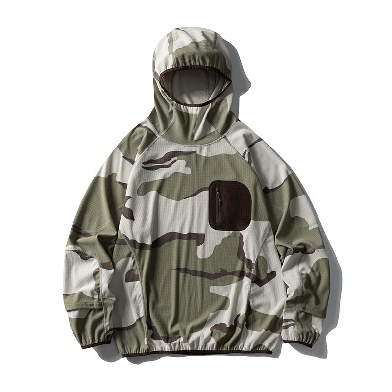 Unisex Leichte technische Kapuzen-Pullover-Windjacke mit Brust-Reißverschlusstasche und elastischem Saum Drune