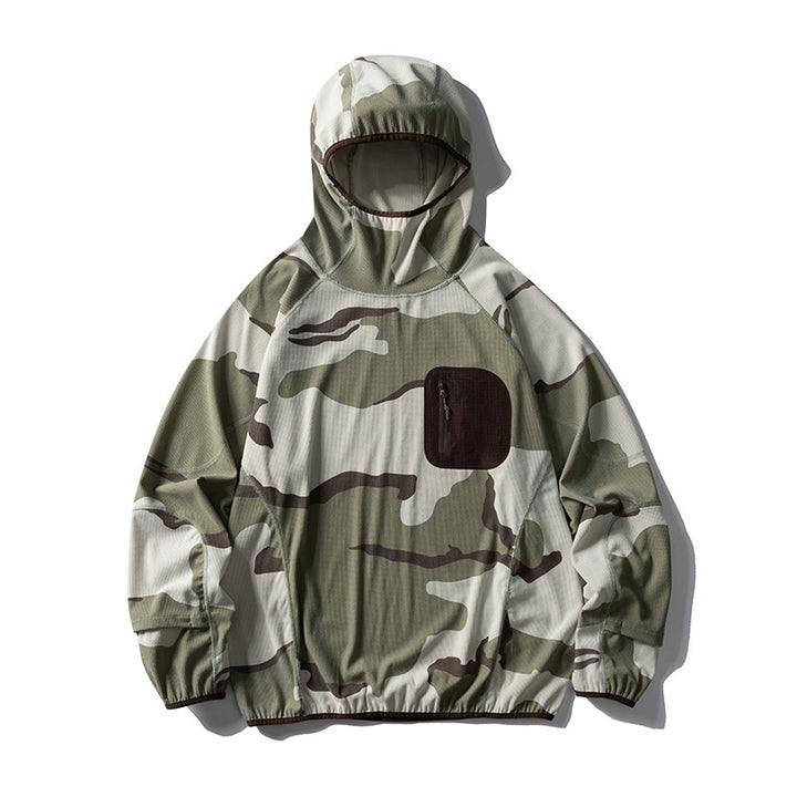 Unisex Leichte technische Kapuzen-Pullover-Windjacke mit Brust-Reißverschlusstasche und elastischem Saum Drune