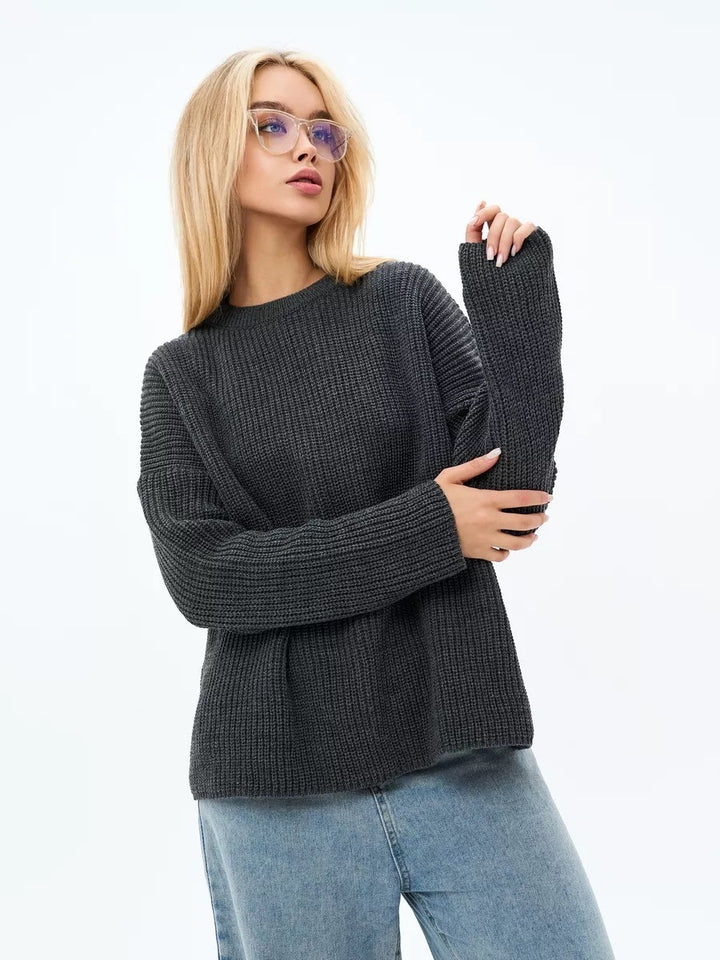 Damen Grobstrickpullover mit lockerer Passform und strukturiertem Design Drune