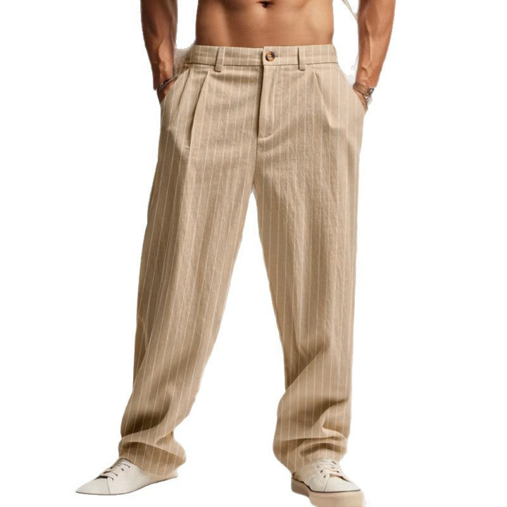Herren nan lässig-elegante Nadelstreifen-Hose mit Bügelfalte und weitem Bein Drune