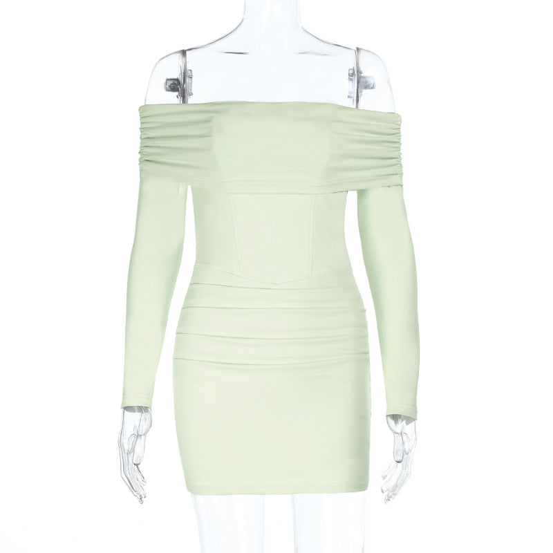 Damen Off-Shoulder Minikleid mit Raffungen Drune