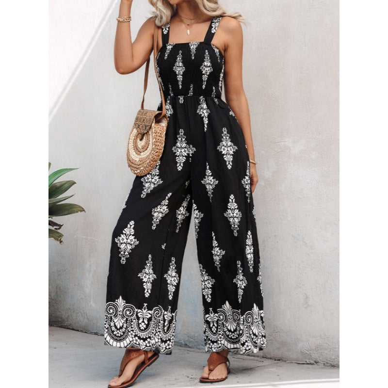 Damen Rüschenoberteil Weites Bein Jumpsuit Drune