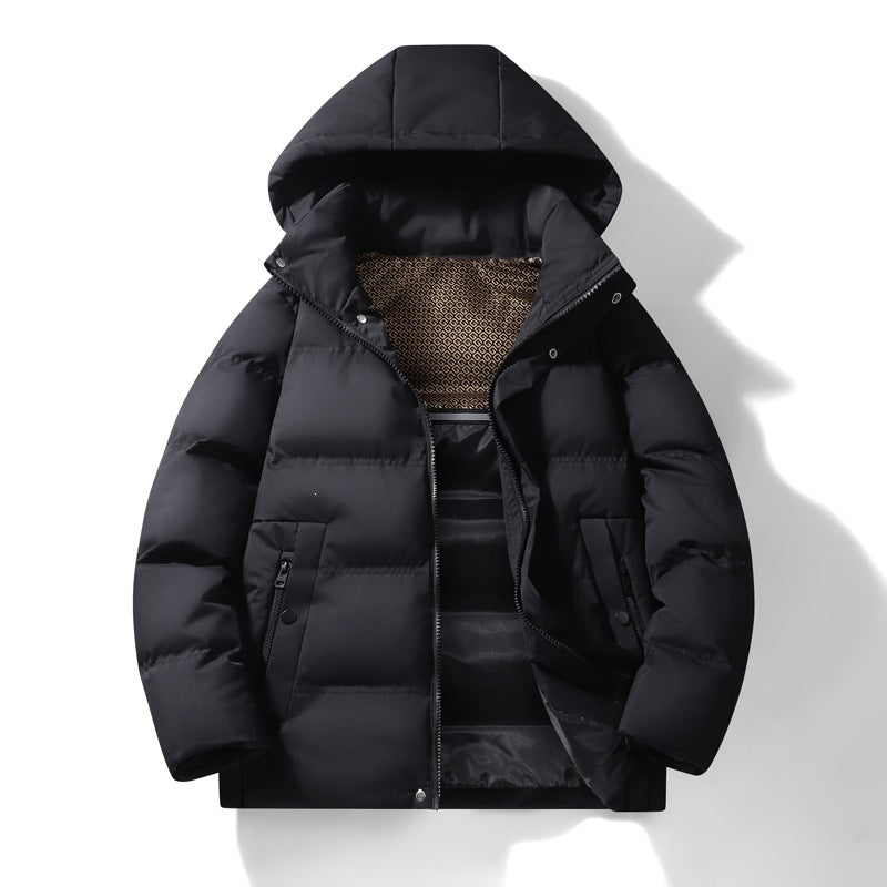 Herren Wattierte Kapuzen‑Thermo‑Steppjacke mit winddichter Hülle & versteckter Druckknopfblende Drune