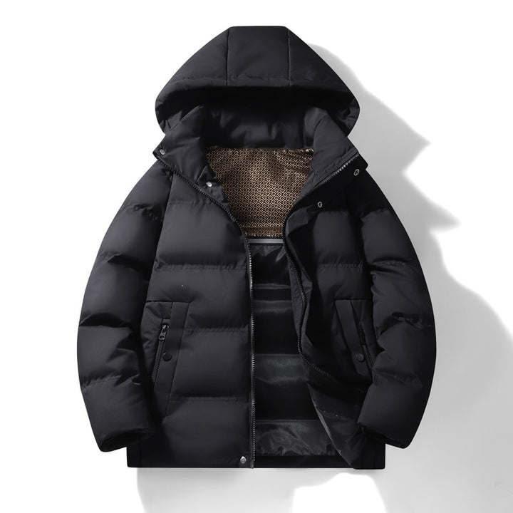 Herren Wattierte Kapuzen‑Thermo‑Steppjacke mit winddichter Hülle & versteckter Druckknopfblende Drune