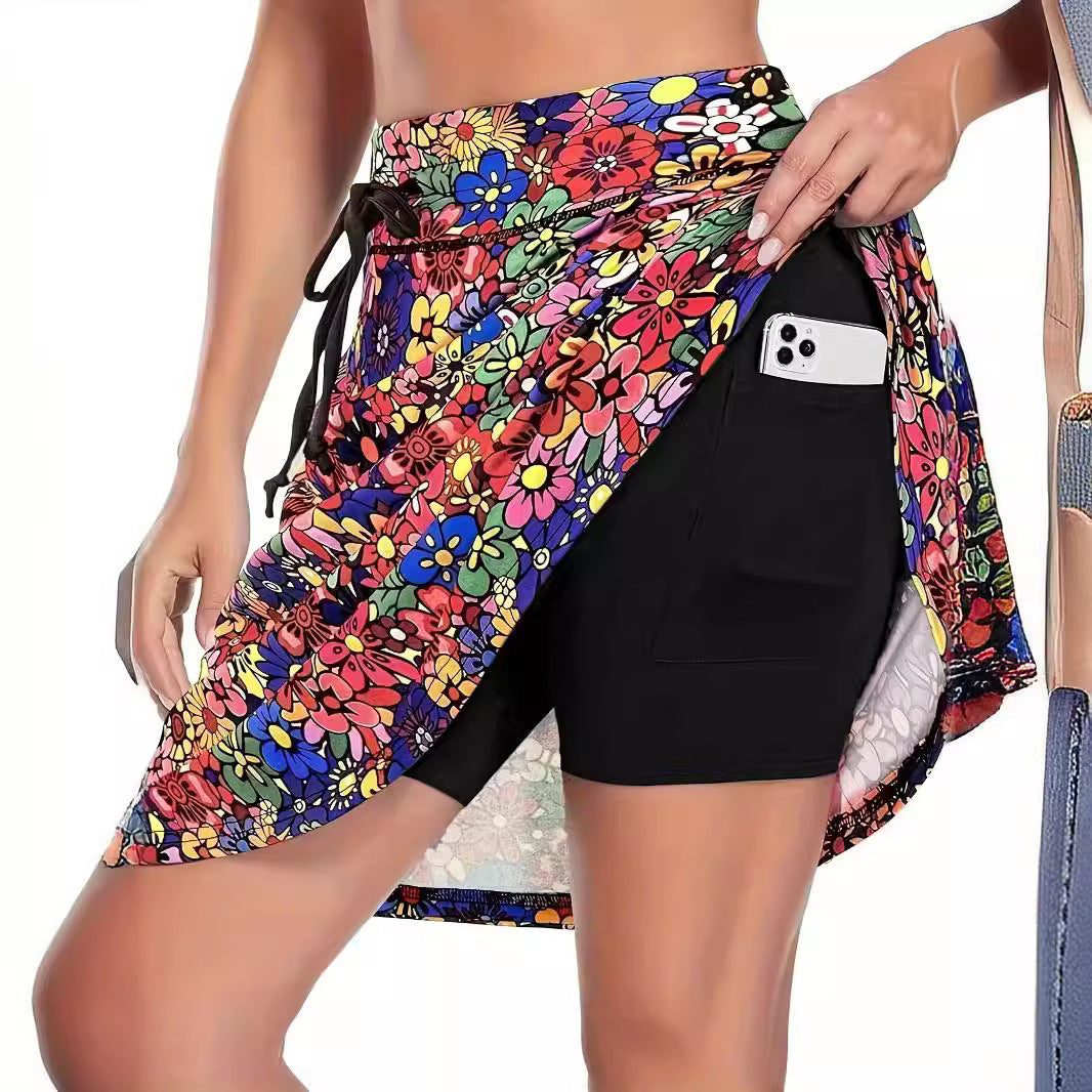 Damen Sportlicher Rock mit integrierten Shorts und praktischer Smartphone-Tasche Drune
