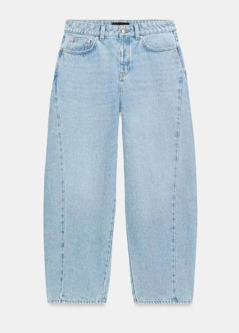 Damen High‑Waist Relaxed‑Fit Mom‑Jeans mit weitem Bein und 5‑Pocket Drune