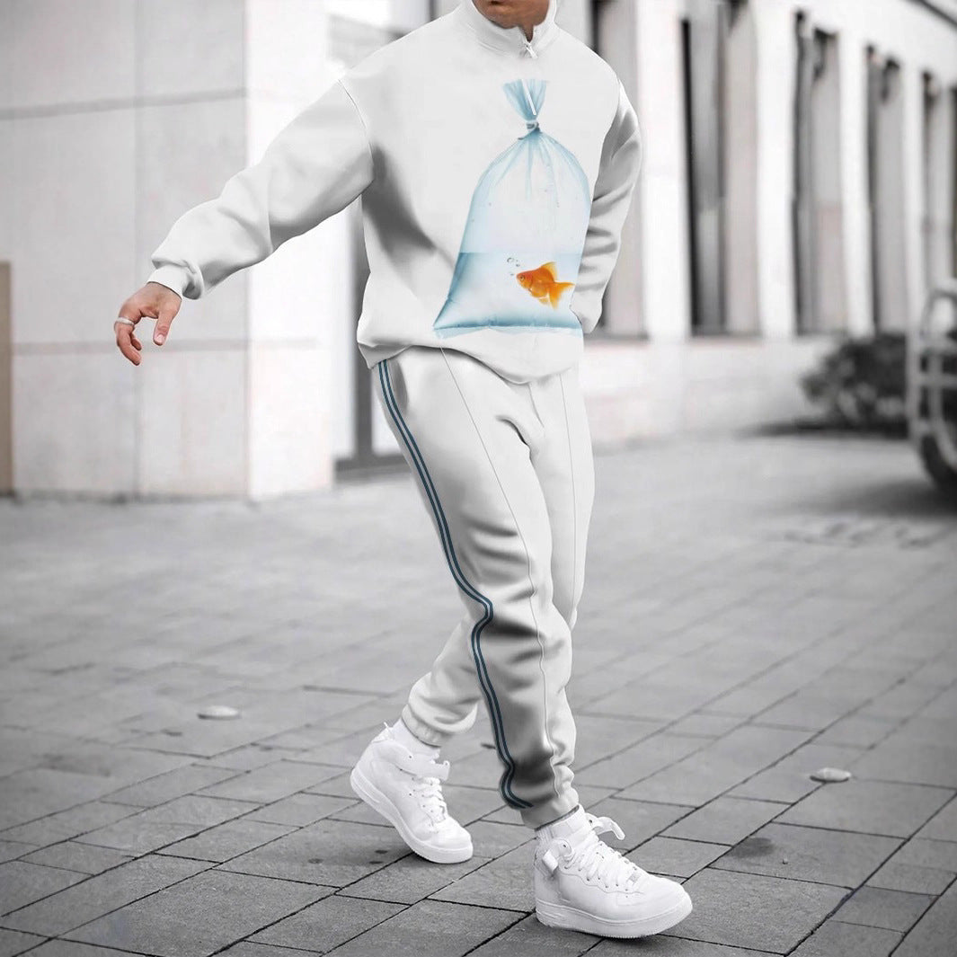 Herren Sportliches Sweatshirt mit modernem Zipper und grafischem Muster Drune