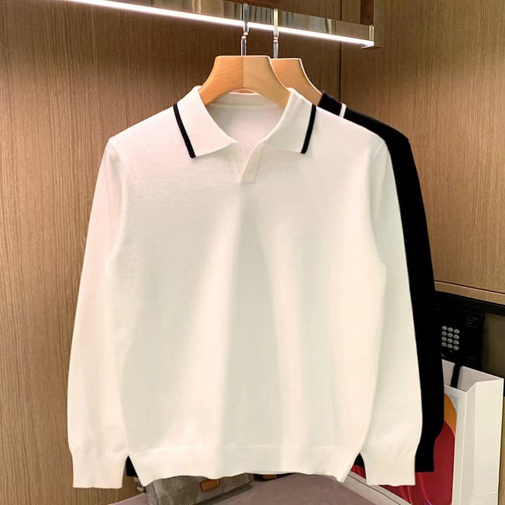 Herren Elegantes Langarm Poloshirt Drune