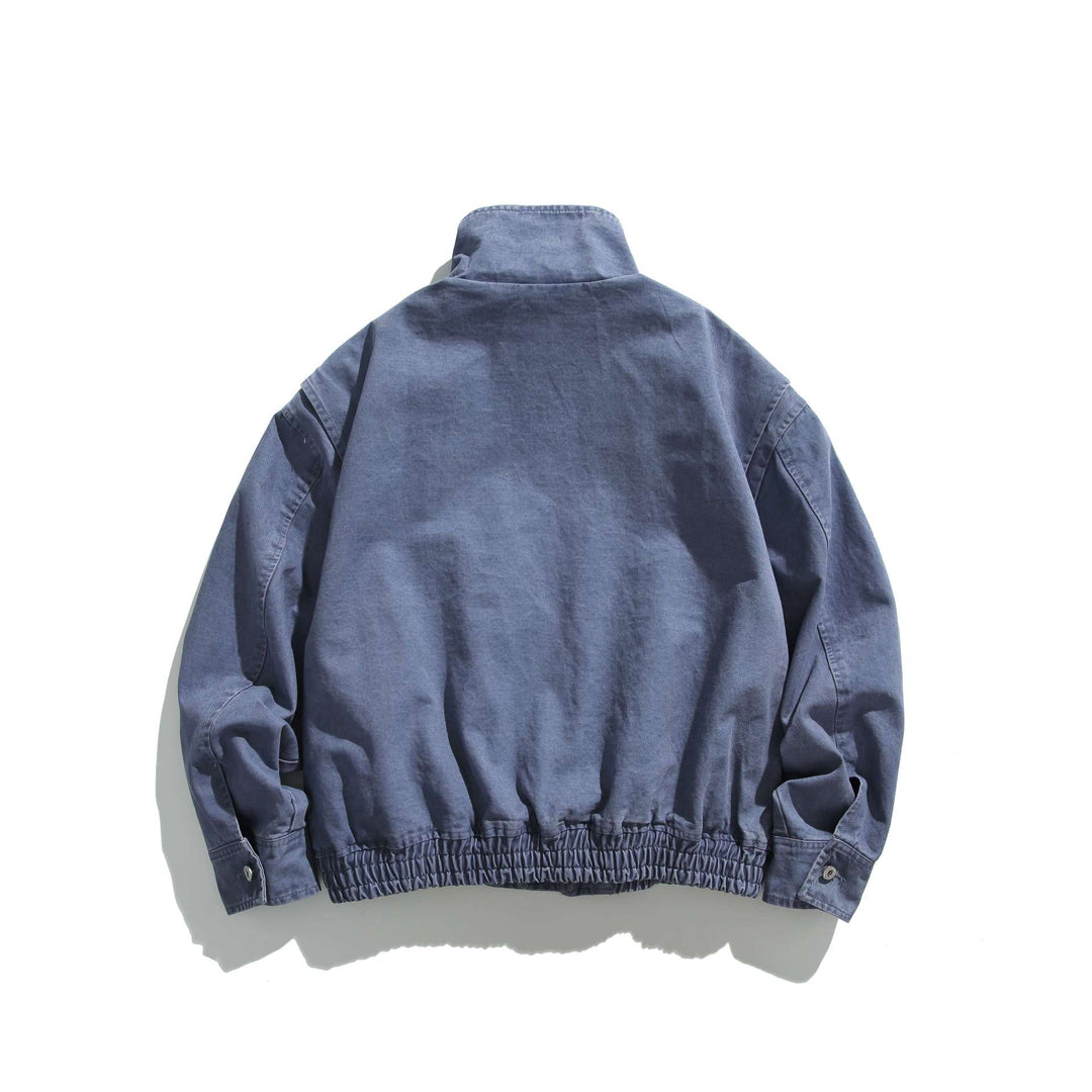 Unisex Kurzblouson im Vintage-Canvas mit hohem Stehkragen und Utility‑Taschen Drune