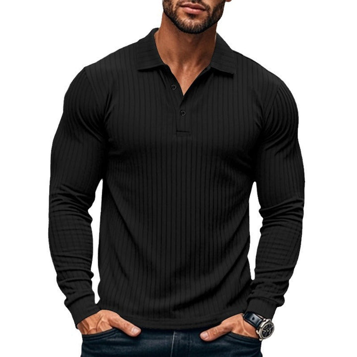 Herren Langarm-Henley-Shirt mit strukturiertem Rippenmuster Drune