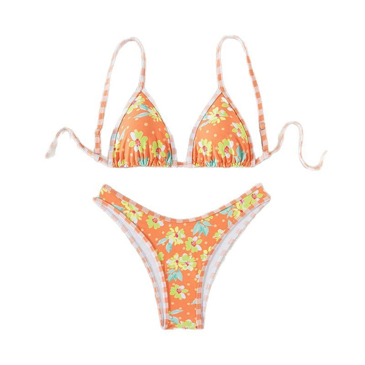 Damen floraler Triangel-Bikini mit verstellbaren Trägern Drune
