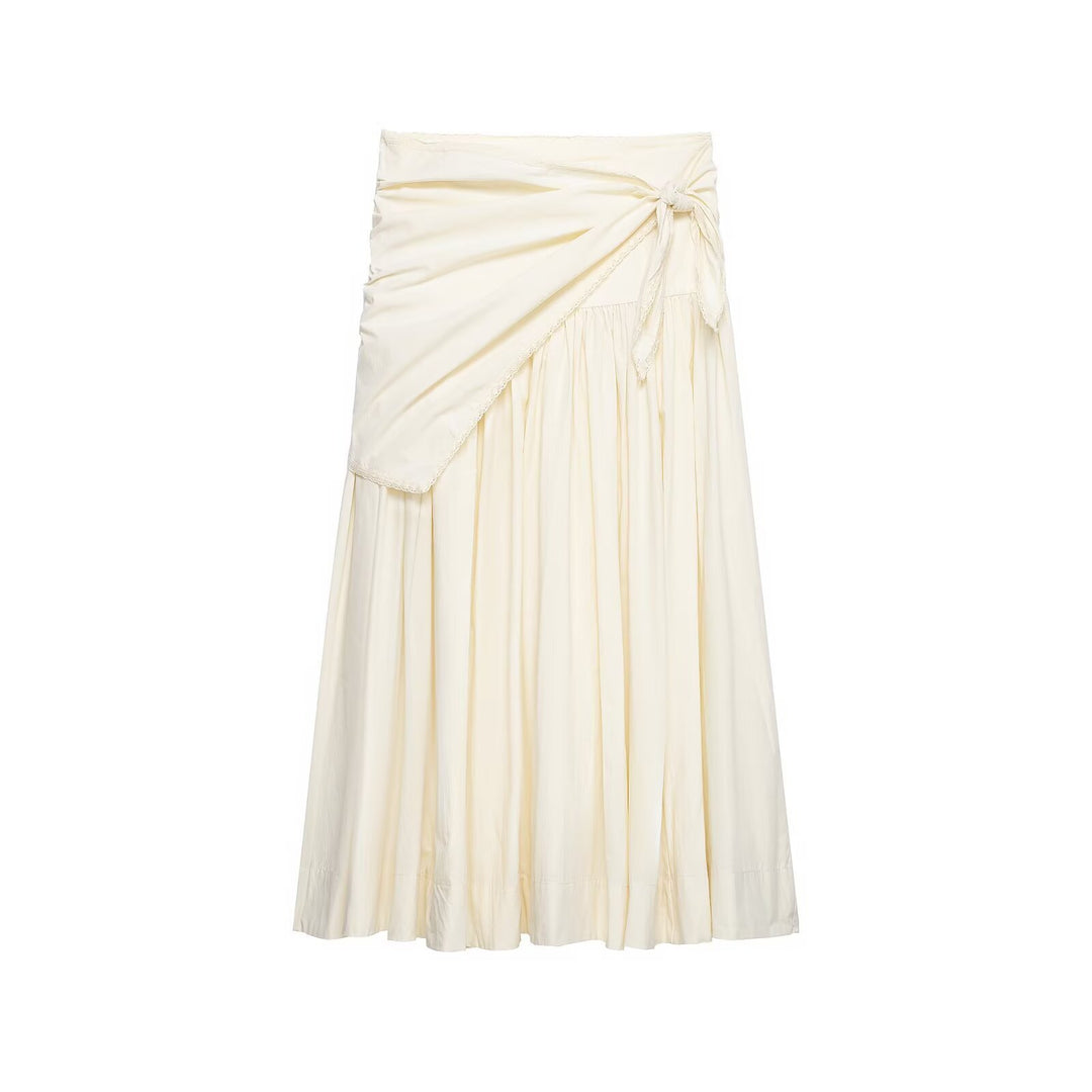 Damen Maxirock mit Wickeldetail und Spitzenbesatz Drune