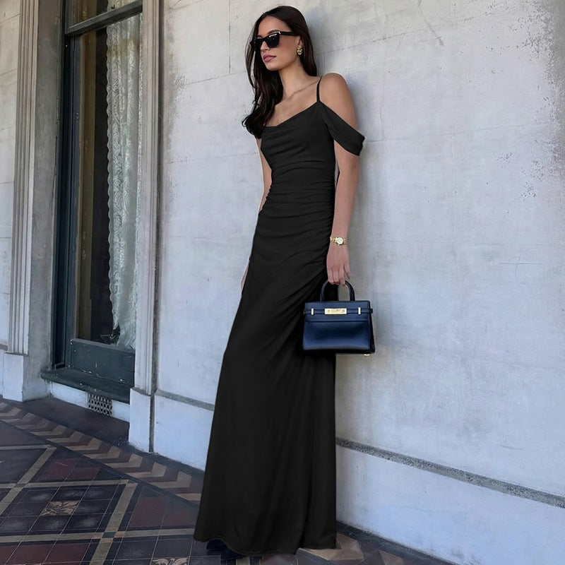 Damen Elegantes bodenlanges Kleid mit einzigartiger Drapierung Drune